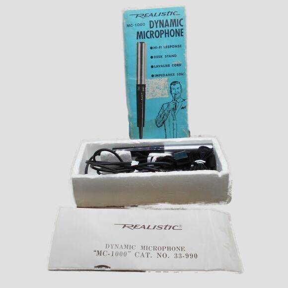 Realistic MC-1000 Dynamic Microphone in Original Box Vintage Untested Japan - Picture 1 of 11